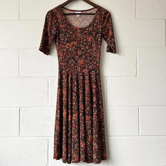LuLaRoe Dresses & Skirts - Lularoe Floral Paisley Short Sleeve Fit And Flare Skater Dress Women's XS
